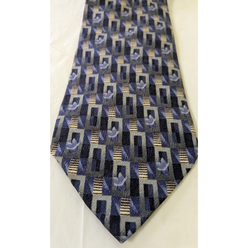 Ermenegildo Zegna Luxury Silk Blue Tie Made Italy Staircase Architecture 57x4